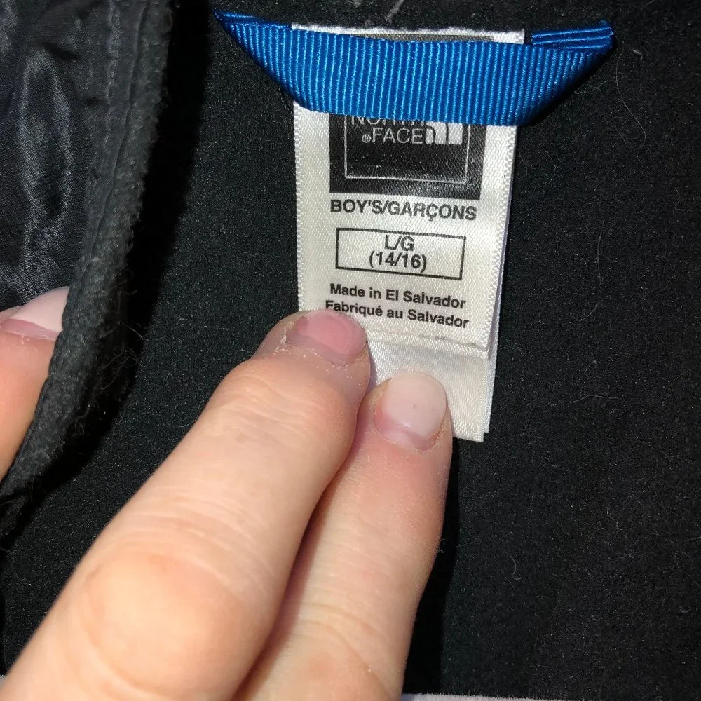 The North Face black blue trim lightweight shell boys jacket 14-26 L